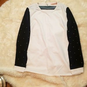 Gibson Latimer Top Sheer Sleeves White/Black